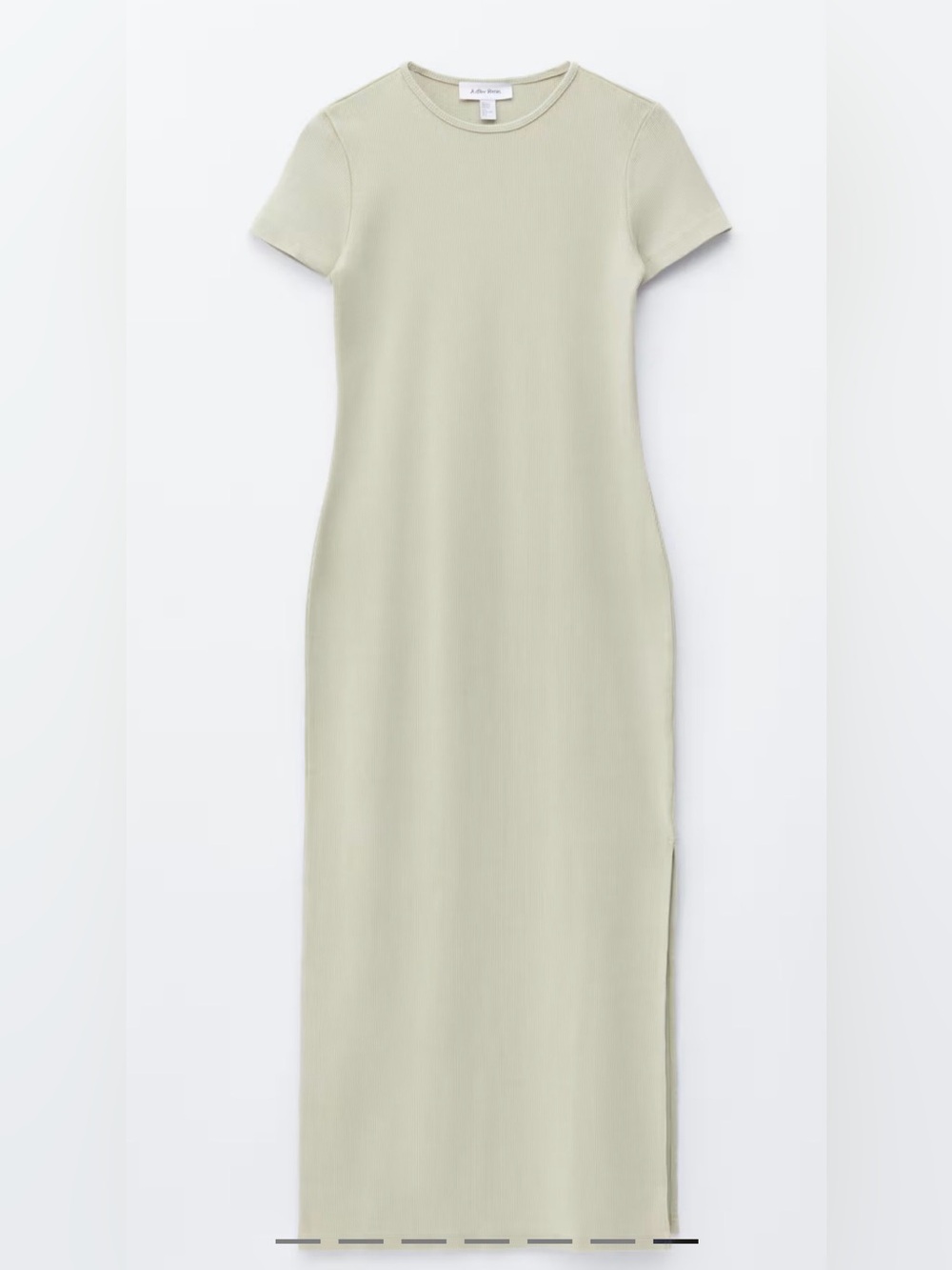 & Other Stories Light Sage Short-Sleeve Ribbed Maxi Dress